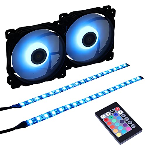 DS 120MM RGB Case Fan for Computer Cases, PC Case, CPU Coolers (2Pack LED Strip, 2Pack Axis LED Fans, F Series)