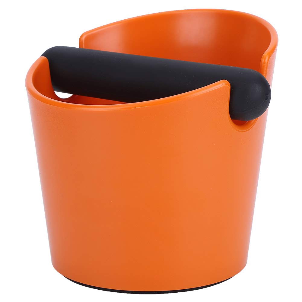 Coffee Grounds Knock Box, Coffee Grind Bin with Detachable Knock Bar Anti‑ Slip Coffee Grind Dump Bin Knock Out Box for Coffee Shop, Orange