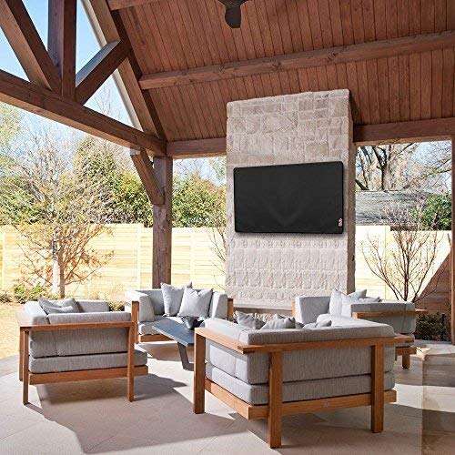 iBirdie Outdoor TV Cover 52 to 55 inch Weatherproof, Cover Size 52''L x 31''H, Waterproof for Outside Flat Screen 52 to 55 inch TV, Black, 600D Thick Fabric Screen Protector with Bottom