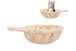 UXIETIN Beige Cat Hammock, Extra Large (12.4"), Cozy Hammock with Deep Basket, Attachment Design for Cat Tower