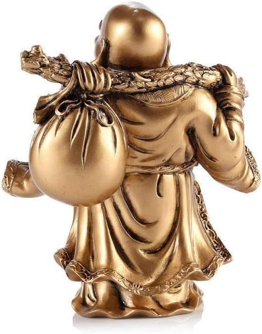 Feng Shui Lucky Laughing Buddha, Gold, 17x10x15cm - Image 4