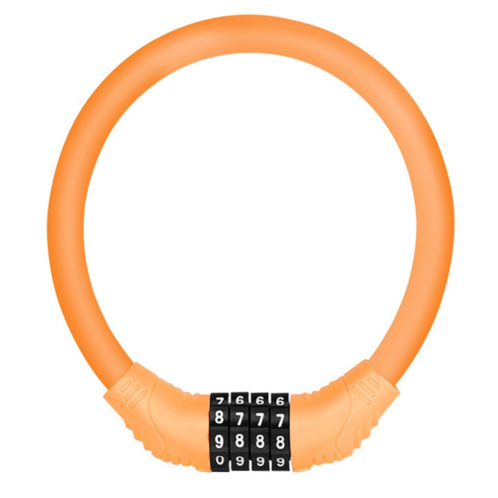 High Security 4-Digit Combination Bike Lock - Resettable Password, Portable Outdoor Anti-Theft Lock for Bicycle and Moto (Orange)
