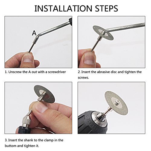 NIUPIKA Diamond Cutting Wheels Cutoff Saw Discs Wheel Cut Blades with Mandrel 3mm Dremel Rotary Tool Set (φ 30mm) - Thumbnail 3