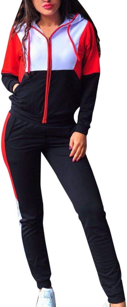 HOMEBABY WomenWomen's Tracksuit 2 Piece Sweatshirt + Long Pants Casual Splice Zipper Sportswear Suit Ladies Sport Sets Running Workout Gym Long Sleeve Tops Casual Pullover Jumper Outfit
