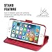 TUCCH iPhone 7 Case, Leather Wallet Phone Case [Card Slot] [Flip] [Wallet] [Stand] [Wrist Strap] Carry-All Case Compatible with iPhone 7 (4.7 Inch), Red