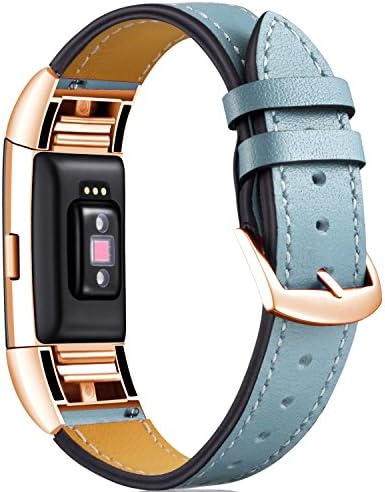 Dizywiee for fitbit charge 2 bands, Fitbit charge 2 accessory wristband with stainless steel connector, Genuine leather charge 2 replacement bands women men