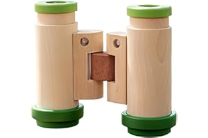 Toddler Binoculars, Adjustable Comfort Fit, 13.8x11.5cm, Wooden Telescope, Portable Children Binoculars, Long Observation Com
