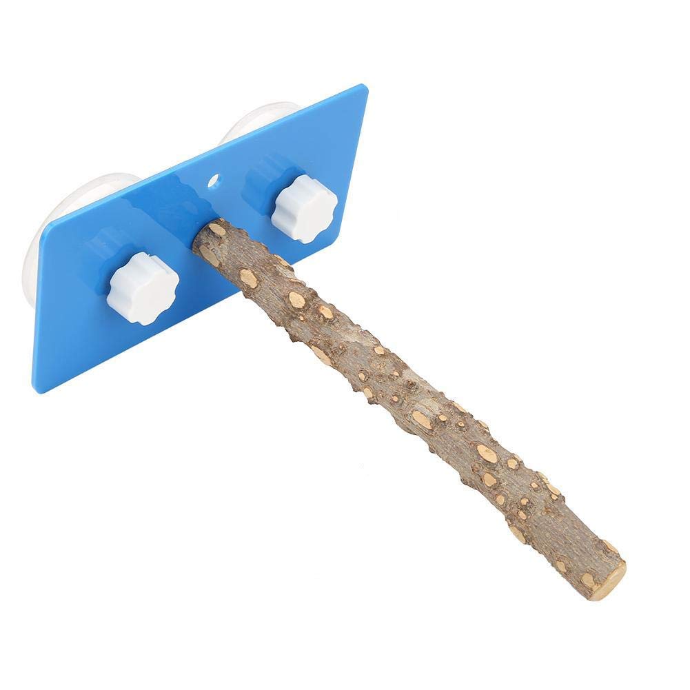 Window and Bath Bird Shower Perches, Strong Suction Cup, Natural Fagara Wood Stand Toy for Macaw, African Greys, Budgies, Parakeets, Durable and Safe Climbing Accessory for Pet B