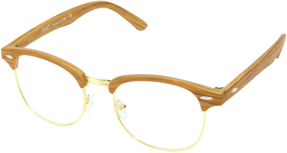 Cyxus Blue Light UV Blocking Computer Glasses Women Men, Anti Eye Strain Eyewear (M, 8056T98,Tea Orange Wood Grain)