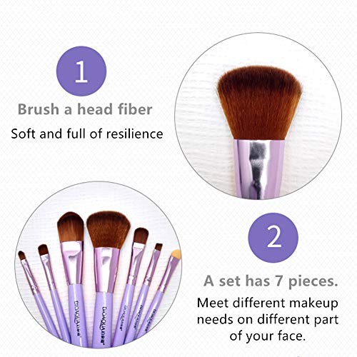 GothicBride Makeup Brushes Set Elegant Purple Premium Makeup Brush Set Synthetic Foundation Powder Concealers Eye Shadows Kabuki Travel Foundation 7Pcs Brush Sets - Thumbnail 4