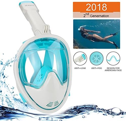 JAMIEWIN Easy Breathing Full Face Snorkeling Mask 180ยฐ Panoramic View Snorkel Diving Mask Set with Detachable Mount and Prevents Gag Reflex Function for Adult Youth Kids