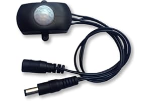 WEISUAN-TUODI DC 6V 12V-24V 5A PIR Motion Activated Body Sensor Switch with DC Cable for LED Strip Light (Rectangle(Without Light Sensor), Black)