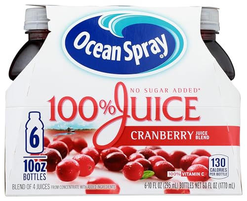 OCEAN SPRAY 100% JUICE, CRANBERRY JUICE, 10 OUNCE BOTTLE (PACK OF 6)
