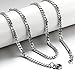 TRUSUPER Jewelry 3.5mm Titanium Steel Mens Beveled Curb Link Chain Silver Necklace, 18