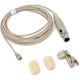 Beige Lavalier Lapel Mic with 4 pin mini XLR TA4F for Shure wireless