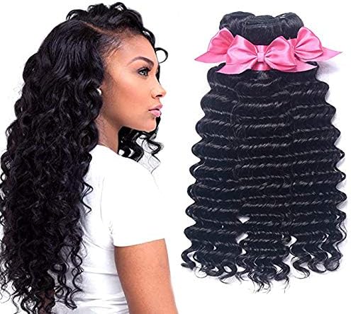 Brazilian Deep Wave Human Hair Bundles 100% Unprocessed Virgin Brazilian Human Hair Weave Extensions (22" 24" 26")