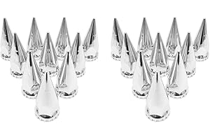 P SEPEY 33mm Lug Nut Covers for Semi Trucks, ABS Chrome Flanged Spikes Threaded Lug Nut Cover Caps for Semi Trucks, Pack of 20 PCS