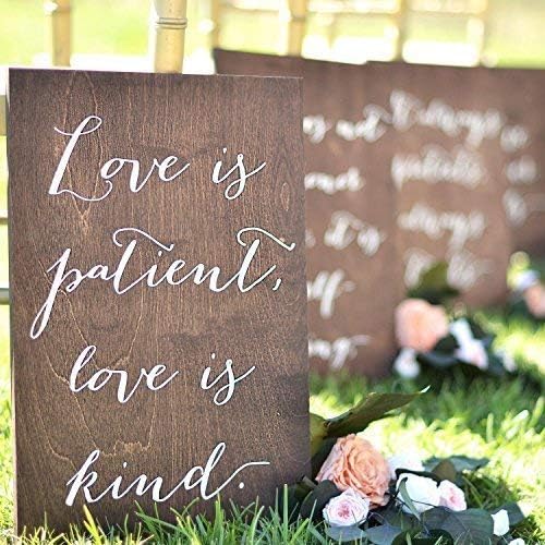 CPWood 30x45cm Wood Sign Plaque 1 Corinthians 13 signs Love Never Fails signs Love is Patient Signs Aisle Signs Wedding Verse Signs 1 Cor 13 Wedding Signs 18inch x 12inch cb655383