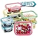 [16 Pieces]Glass Meal Prep Containers Airtight Lids-BPA Free, Assorted Size, Glass Food Storage Containers, Glass Lunch Containers
