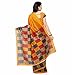 Jaanvi Fashion Women's Checkerd Yellow Bhagalpuri Silk Printed Saree