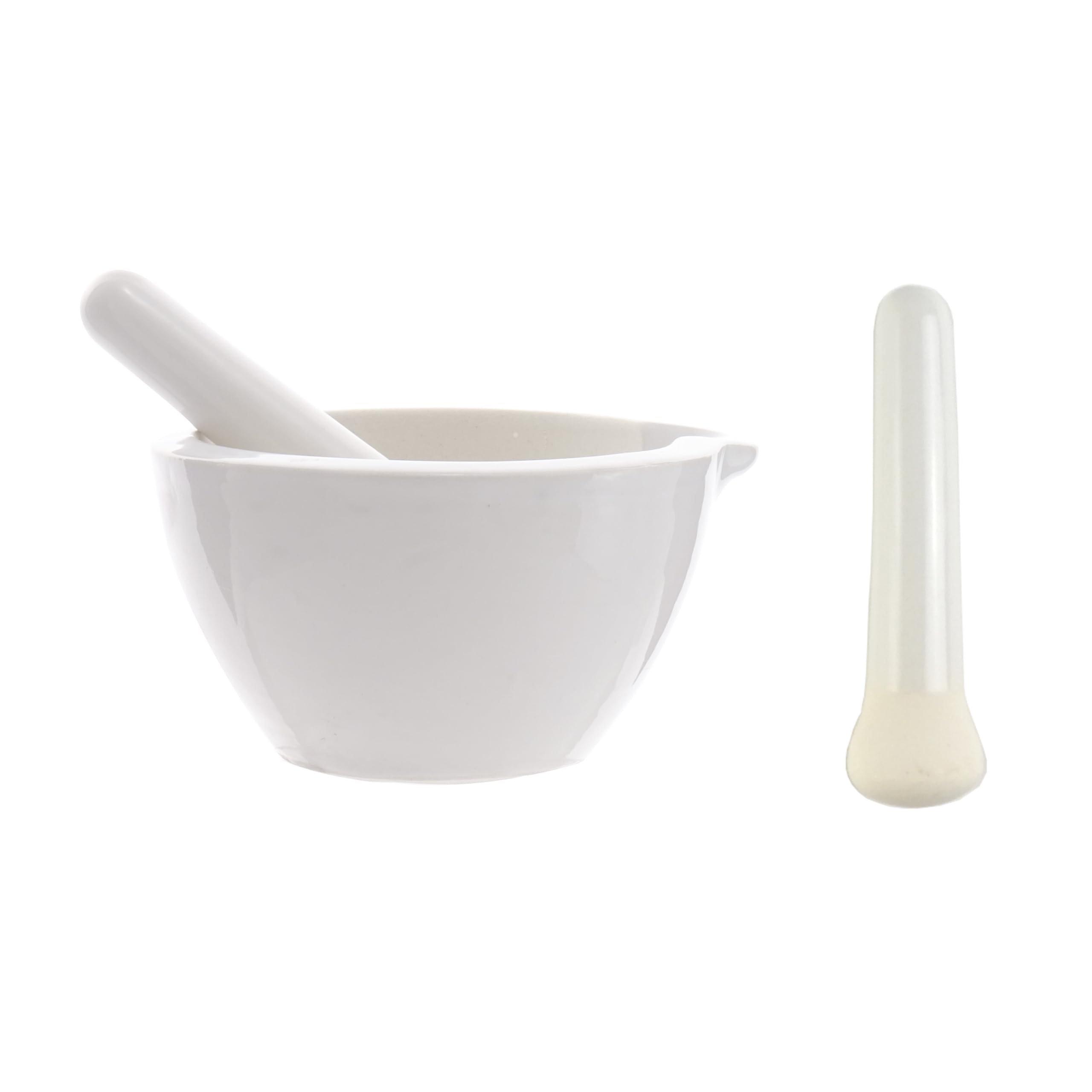 KENZIUM - Pack 1 x Mortar with Pestle | 100ml | Porcelain | with Spout | Ideal for Laboratories