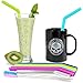 Reusable Silicone Straws - MCIRCO Silicone Straws for 30 oz Tumbler Yeti/Rtic Complete Bundle - Reusable Silicone Straws and Stainless Steel Straws Extra Long Set of 10 with Cleaning Brushes and STO