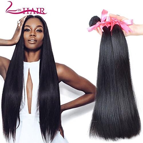 Lin Hair Brazilian Virgin Straight Hair Bundles 100% Unprocessed Human Hair Weave Extensions Natural Color Can Be Dyed and Bleached (10 12 14)