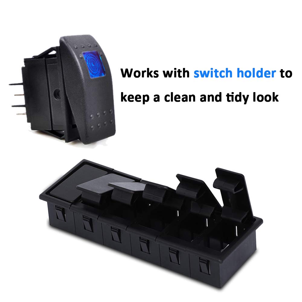 eFuncar 6Pcs 12V 24V Toggle Switch, 4Pin SPST ON Off Dashboard Rocker Switch, Waterproof LED Blue Lighted Rocker Switches for Car Truck Marine Auto Motorcycle with 1Pc Sticker Label Sheet: Industrial & Scientific