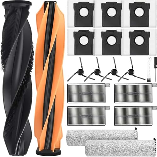 Accessori Aqua10 Ultra per Dreame Aqua10 Ultra Roller/Robot aspirapolvere completo, 20 pezzi, 2 spazzole principali, 2 panni rotanti per mop, 4 filtri HEPA, 4 spazzole laterali, 6 sacchetti per la