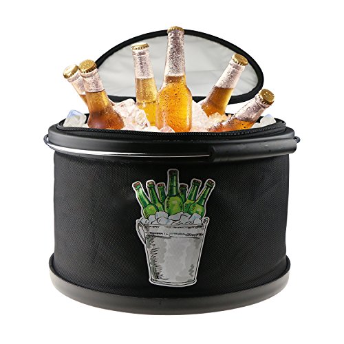 Collapsible Ice Bucket Drinks Lunch Cooler, LC-dolida Portable Folding Camping Beverage Beer Can Cooler with Z