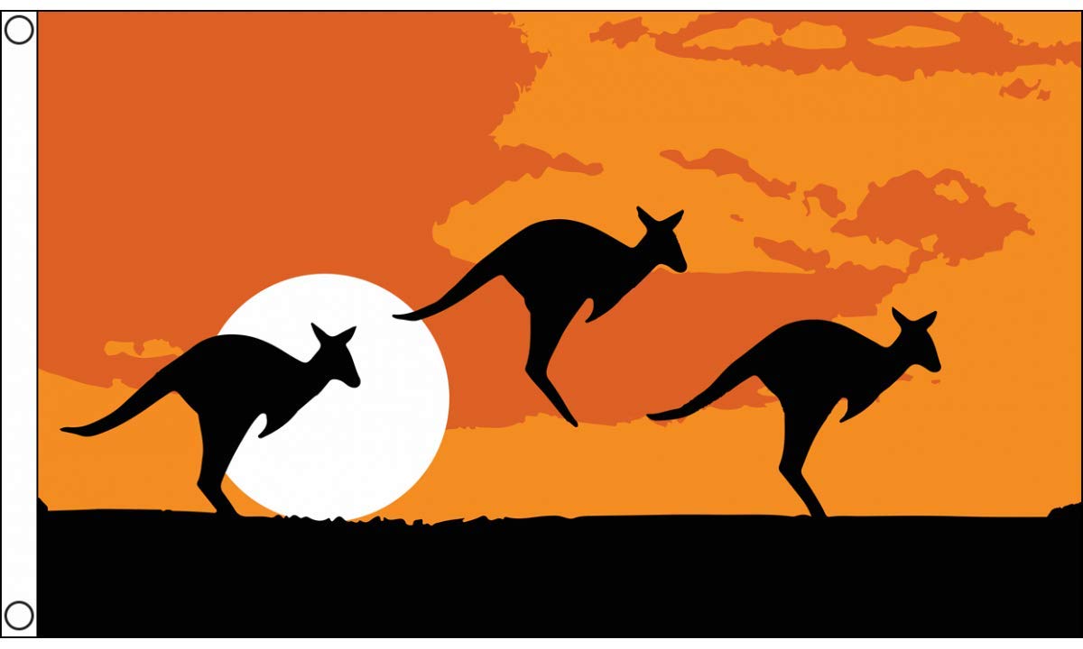 AZ FLAG - Australian Kangaroo Silhouette Flag - 3x5 Ft - 100D Polyester Australia Kangaroos Banner with Two Metal Grommets - Fade Resistant - Vivid Colors - 3' x 5' Feet - 150x90 Cm