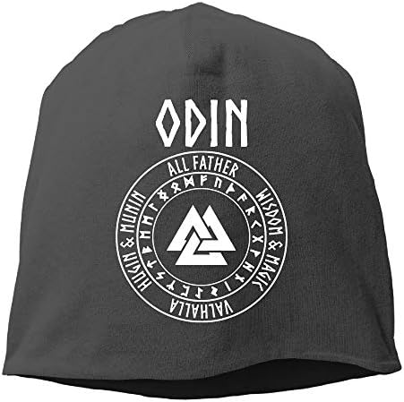 Odin Viking God Valknut with Runes Skull Cap Thin Knit Cap Men Beanie Hat