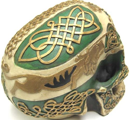 Celtic Knotwork Lion Human Skull Money Bank Piggy