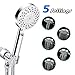 Shower Head with Handheld, High Pressure Hand Shower Sprayer, Wodgreat 5 Spray Settings Powerful Anti-leak Showerhead with Adjustable Bracket and 60