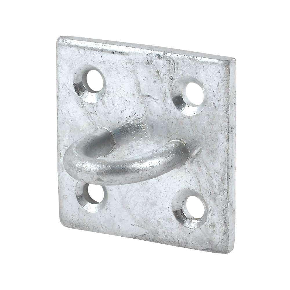 Hardware Solutions - Staple on Plate - For Chain to Gate Or Fence Posts - Hook Loop Suspension Ceiling Hooks - Galvanised - M6 x 50mm