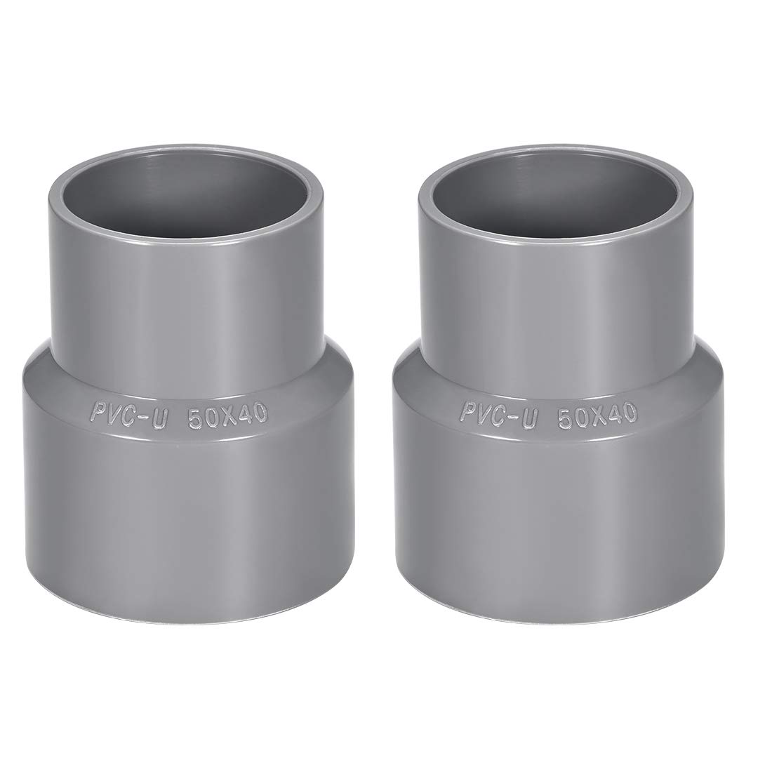 sourcing map PVC DWV Reducing Coupling Schedule 40 Gray 40mm x 50mm Socket 2Pcs