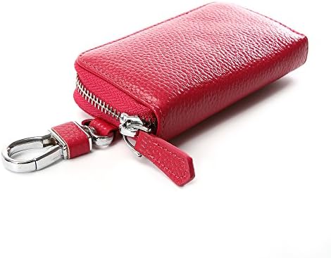Key Holder Case, Wallet with Key Case, Six Key Holder Wallet Key Case Leather Mens (RoseRed)