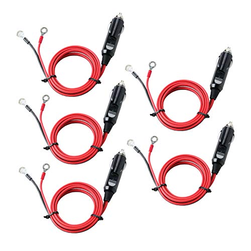 Carviya 5 Pack 12V 24V Heavy Duty 16AWG 0.5M 0.5 Meter 15A 20A Male Plug Cigarette Lighter Adapter Power Supply Cable For Car inverter,Air pump,electric cup (1.64ft)(5Pcs) - Thumbnail 7