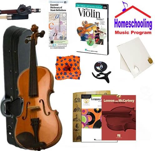 Homeschool Music - Learn to Play the Violin Pack (Lennon & McCartney Music Book Bundle) - Includes Student 1/2 Violin w/Case, DVD, Books & All Inclusive Learning Essentials