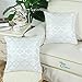 CaliTime Pack of 2 Cushion Covers Throw Pillow Cases Shells for Home Sofa Couch Modern Shining & Dull Contrast Quatrefoil Accent Geometric 20 X 20 Inches White