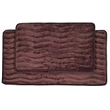 Lavish Home 2-Piece Memory Foam Bath Mat Set, Chocolate