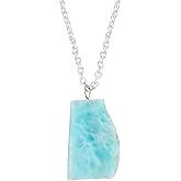 NJCRAFT Raw Gemstone Pendant Necklace for Women |Natural Healing Crystal Rough Pendant 15–25 Carat | 8–14 mm Stone |Silver Plated Chain 16+2 Inch Adjustable | Gift Jewelry