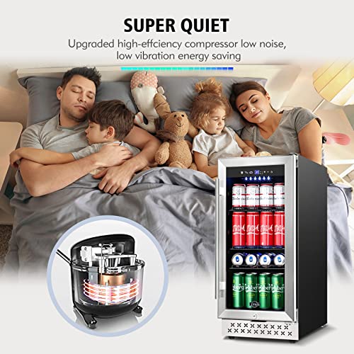 Tylza 15 Inch Beverage Refrigerator, 130 Cans Quiet Beverage Fridge, 15