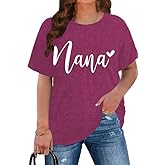 VQD Plus Size Grandma Shirts for Women Gigi Nana Tshirt Leopard Heart Print Mothers Day Tee Tops