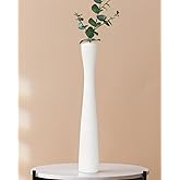 MZYOUHUO Tall White Vase 16 Inch Skinny Flower Vases, Handmade Ceramic Vase Modern Minimalist Style for Living Room, Home, Office, Centerpiece,Table, Wedding Party