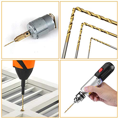 LudoPam Drill Bits Set 60 Pcs,HSS Titanium Micro Twist Drill Bits for Wood Plastic Aluminum Alloy Soft Metal 1/8 1/16 3/64 5/64 3/32 7/64" Inch