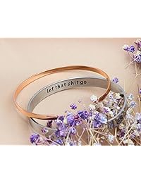 Pulsera de meditación inspiradora de acero inoxidable con grabado motivacional para mujer y yoga.