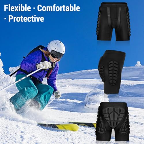 3D Protective Butt Pads for Ski, Hip Protection Pads Shorts 3D EVA with Knee Pads, Crash Pad Impact Gear for Snowboard, Ski and Skate, Protection for Tailbone, Hip, and Butt - XL Size
