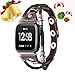 Sutefoto for Fitbit Versa Bands, Handmade Leather DIY Bands Waterproof Women Men Small Large Slim Replacement Band Accessories set Adjustable Fashion Sport Strap (Brown)