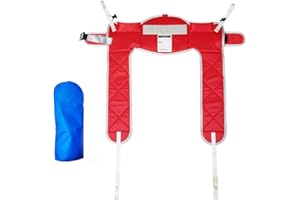 EZ Assistive Lift Sling with Thick Pads for Patient Lift,Shower,Toilet - Includes Waist Belt with Buckle - Head Support Option Available (Red, Large,Without Head Support,with 1pc Slide Glove)